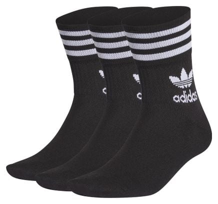 Mid cut solid crew sock 3 pack  Black/white