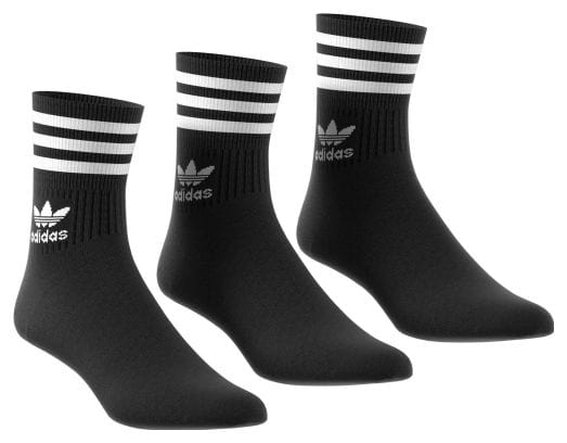 Mid cut solid crew sock 3 pack  Black/white