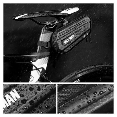 Waterproof 1.2L black mountain bike saddle bag WILD MAN