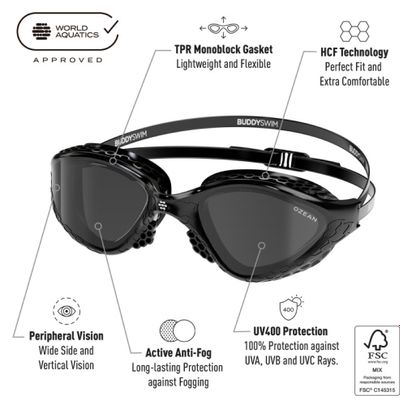 BuddySwim Ozean Zwembril Zwart/Rook