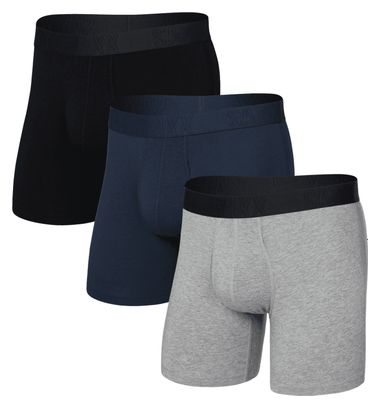 Boxers Saxx DropTemp Cooling Cotton Brief Fly Gris/Azul/Negro Hombre (Lote de 3)