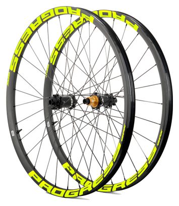 Paire de roues Progress GPX Nitro 29" Jaune | 15x100/12x142 mm | 6 Trous | Shimano HG