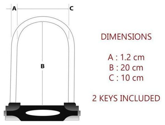 Antivol U 2 clés plates Masterlock H.180mm Ø12mm