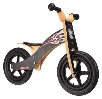 REBEL KIDZ Draisienne Bois BASIC 12'' Retro Racer Noir/Flammes 