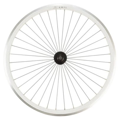 Roue fixie 700 av ecrou axe plein jante blanc mach1 430. moyeu noir 32t