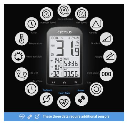 CYCPLUS compteur GPS M1 sans fil