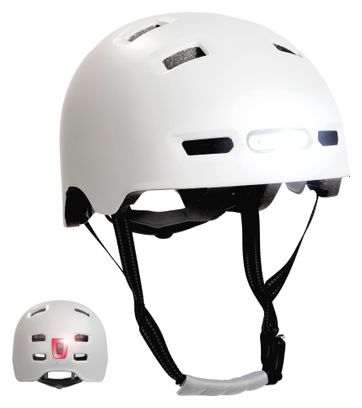 Casque Vélo Skater avec éclairage avant et arrière |Blanc Mat