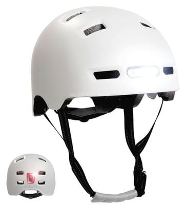 Casque Vélo Skater avec éclairage avant et arrière |Blanc Mat