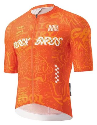 Cycling jersey men orange with pockets ROCKBROS