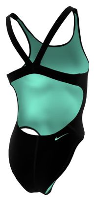 Costume da bagno Nike Swim Logo Graphic Pebble Fastback nero da donna