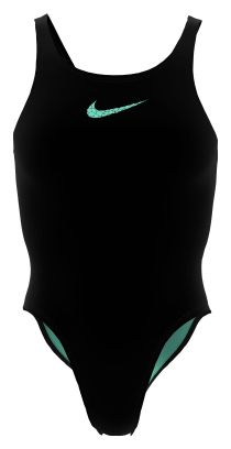 Costume da bagno Nike Swim Logo Graphic Pebble Fastback nero da donna