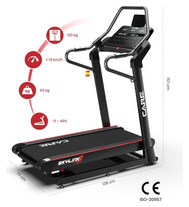 Tapis de course - CARE - SKYLINK - 13km/h et inclinaison 40%