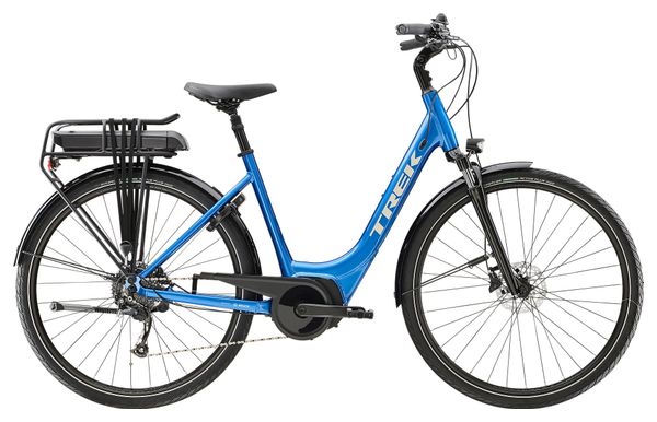 Vélo de Ville Électrique Trek Verve+ 2 Lowstep Shimano Acera/Altus 9V 400 Wh Bleu Alpine 2023