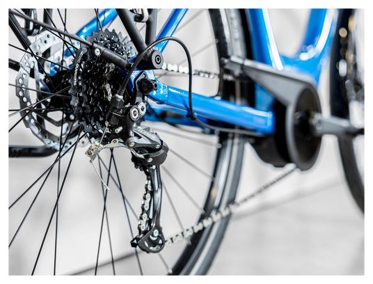 Vélo de Ville Électrique Trek Verve+ 2 Lowstep Shimano Acera/Altus 9V 400 Wh Bleu Alpine