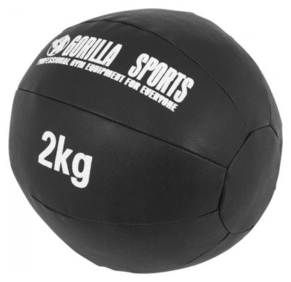 Médecine Ball Gorilla Sports Cuir Synthétique de 1kg à 10kg - Poids : 2 KG