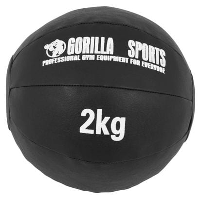 Médecine Ball Gorilla Sports Cuir Synthétique de 1kg à 10kg - Poids : 2 KG