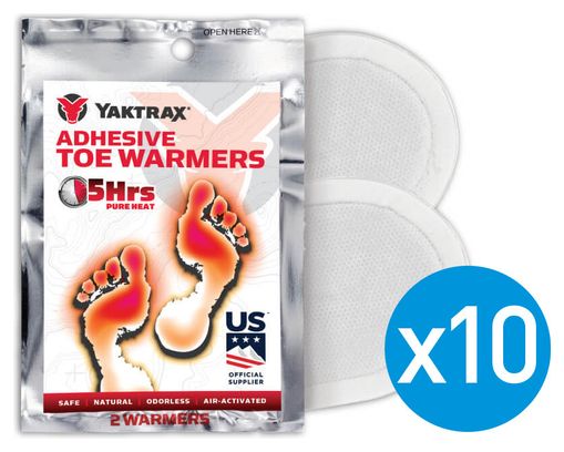 Lot de 10 Paquets de Chaufferettes pour Orteils Yaktrax Adhesive Toe Warmers 5 Heures