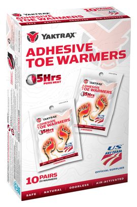 Lot de 10 Paquets de Chaufferettes pour Orteils Yaktrax Adhesive Toe Warmers 5 Heures