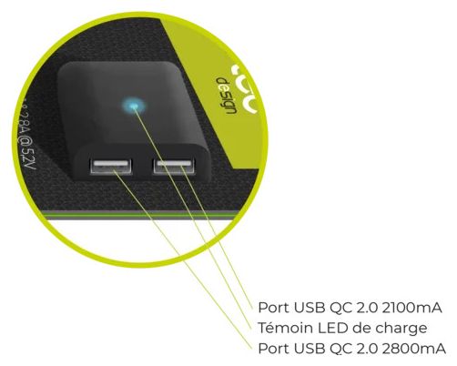 Chargeur Solaire Portable Powertec PTFlap16 Dual USB Vert