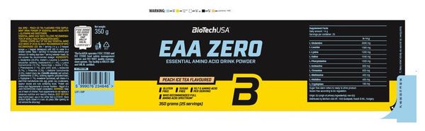 Eaa Zero (350g) - Biotech Usa - Ice Tea Pêche - Eaa