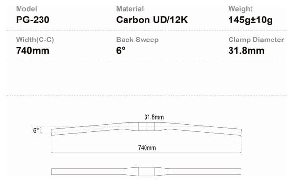 Cintre VTT Progress PG-230 Carbon Flat Jaune