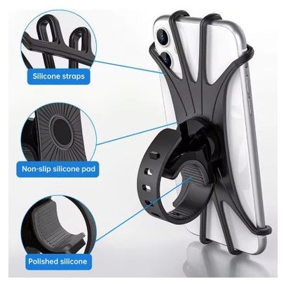 Support Téléphone Vélo Universel – Pour Smartphones (I 4 5 à 7 pouces – Rotation 360° – Compatible avec coques épaisses