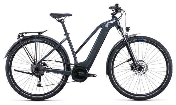 Vélo de Ville Électrique Cube Touring Hybrid One 400 Trapeze Shimano Alivio 9V 400 Wh 700 mm Gris Bleu 2022