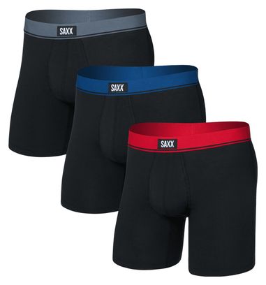 Saxx Essential Cotton Brief Fly Boxer Briefs for Men, Black (3-Pack)