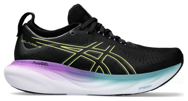 Asics Gel Nimbus 25 Running Shoes Black Yellow Women's