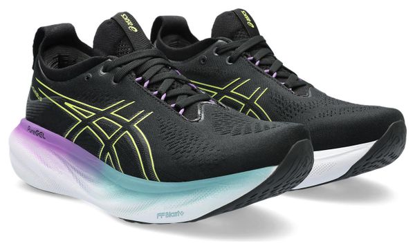 Asics Gel Nimbus 25 Running Shoes Black Yellow Women's