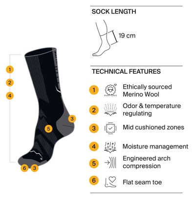 Chaussettes Buff Merino Lightweight Crew LWC3 Noir 