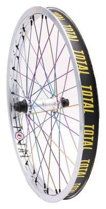 ROUE AVANT TOTAL TECHFIRE CHROME / RAINBOW SPOKES