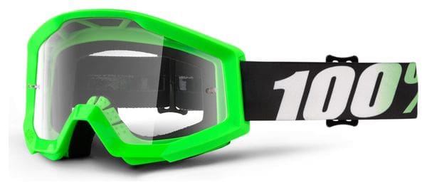 100% Strata Arkan Goggle Neon Green Frame Clear Lens
