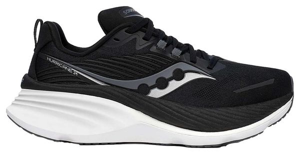 Chaussures Running Saucony Hurricane 24 Large Noir/Blanc Femme