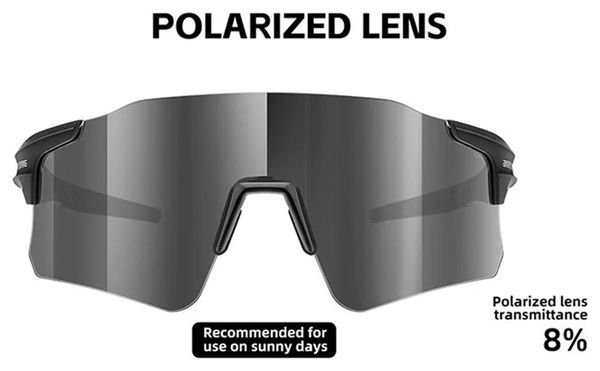 Lunettes de vélo polarisées légères en polycarbonate - noir