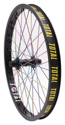 ROUE AVANT TOTAL TECHFIRE BLACK/BLACK / RAINBOW SPOKES