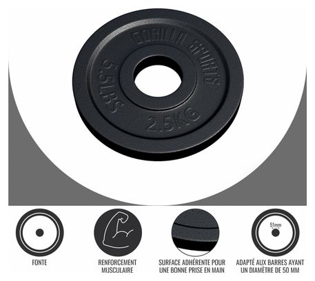 Disques Olympiques en fonte - 50/51 mm - Poids : 2 5 KG