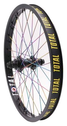 ROUE ARRIERE TOTAL TECHFIRE BLACK/BLACK / RAINBOW SPOKES