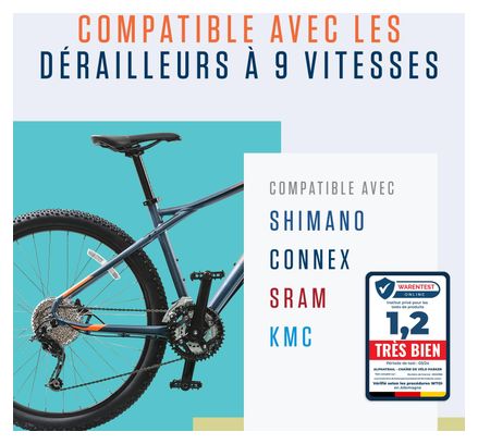 Alphatrail Chaîne Vélo 9V – 116 maillons  compatible Shimano/SRAM/KMC