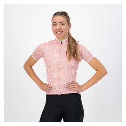 Maillot Manches Courtes Velo Rogelli Faces - Femme
