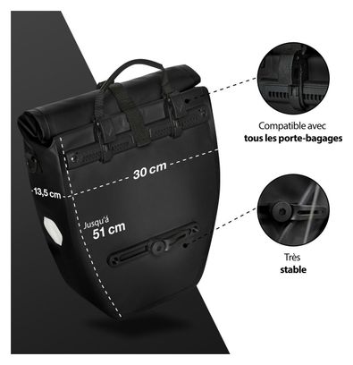 ValkBasic - sacoche de porte-bagages grande et étanche - noir