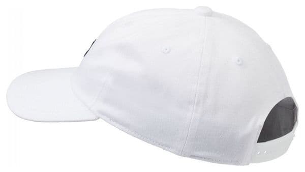 6 panel cap strap back linear logo  Bright white
