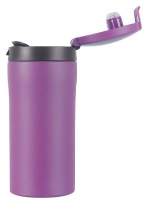 Taza con aislamiento de color morado mate con tapa abatible de Lifeventure