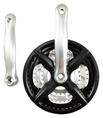 PEDALIER VTT TRIPLE 48-38-28D L170 ALU NOIR PARE CHAINE DEMONTABLE 7/8V (AXE 122MM)
