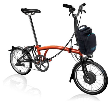 Vélo Pliant Électrique Brompton C-Line Explore Guidon Medium 300 Wh Flame lacquer