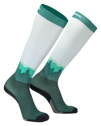 Nathan Speed Knee High Gedruckte Kompressionssocken Weiß/Grün
