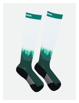 Calcetines de compresión estampados Nathan Speed hasta la rodilla Blanco/Verde