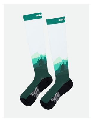 Calcetines de compresión estampados Nathan Speed hasta la rodilla Blanco/Verde