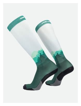 Calcetines de compresión estampados Nathan Speed hasta la rodilla Blanco/Verde