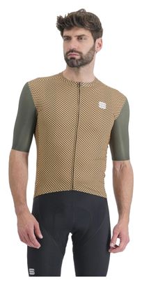 Maillot Sportful Checkmate de manga corta Verde/Beige